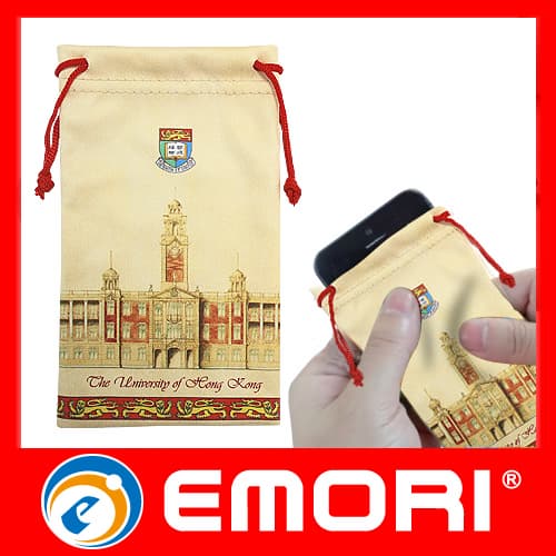 Customized drawstring microfiber cleaning pouch